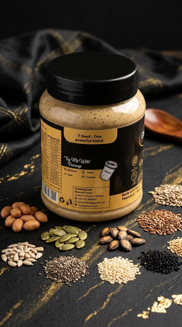 Gheenut 7 Seed Energy Peanut Butter – Natural Power for Strength & Stamina Duo Pack (2 × 500g)