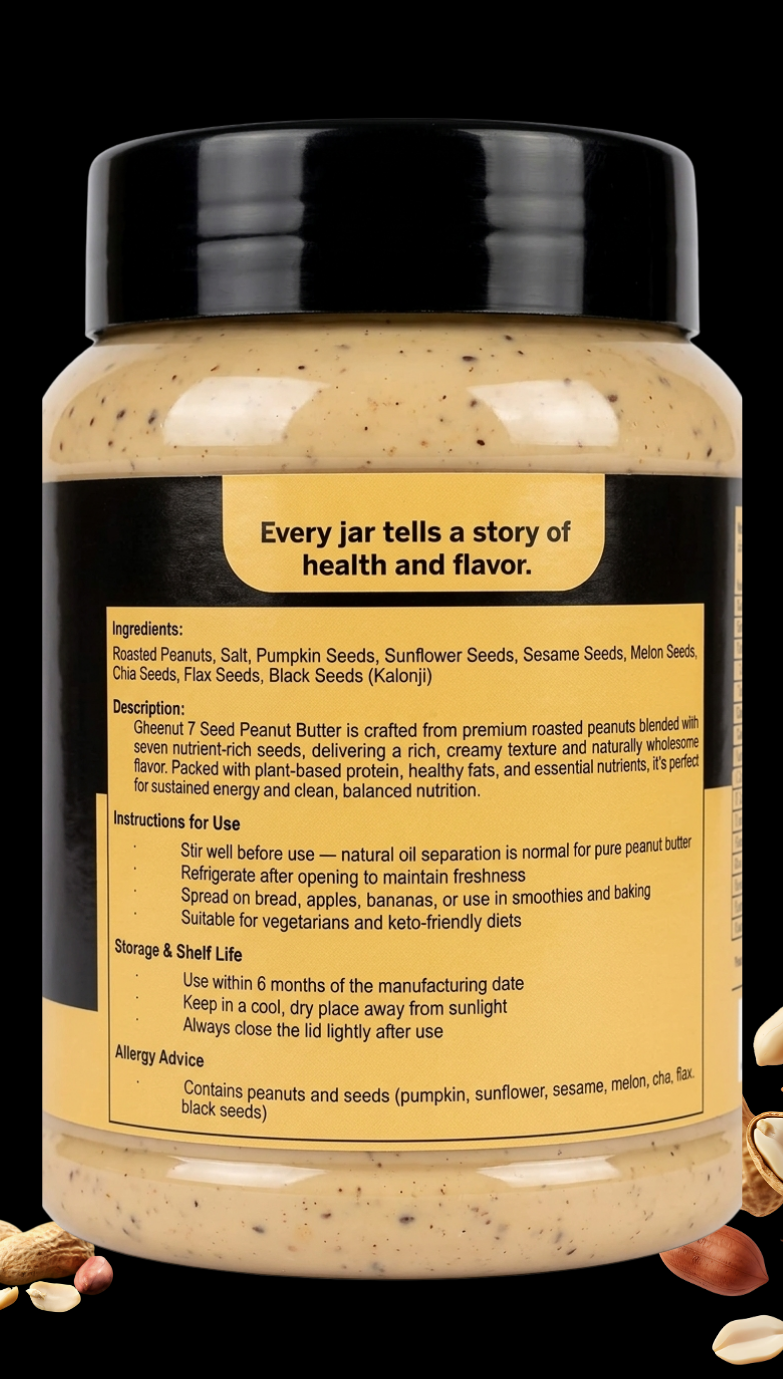Gheenut 7 Seed Energy Peanut Butter – Natural Power for Strength & Stamina Duo Pack (2 × 500g)