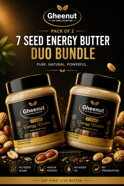 Gheenut 7 Seed Energy Peanut Butter – Natural Power for Strength & Stamina Duo Pack (2 × 500g)